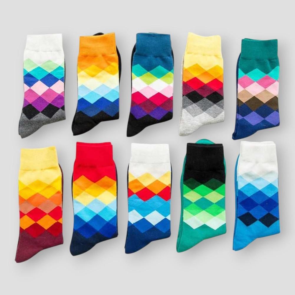 Sky Madrid Colorful Diamond Crew Socks