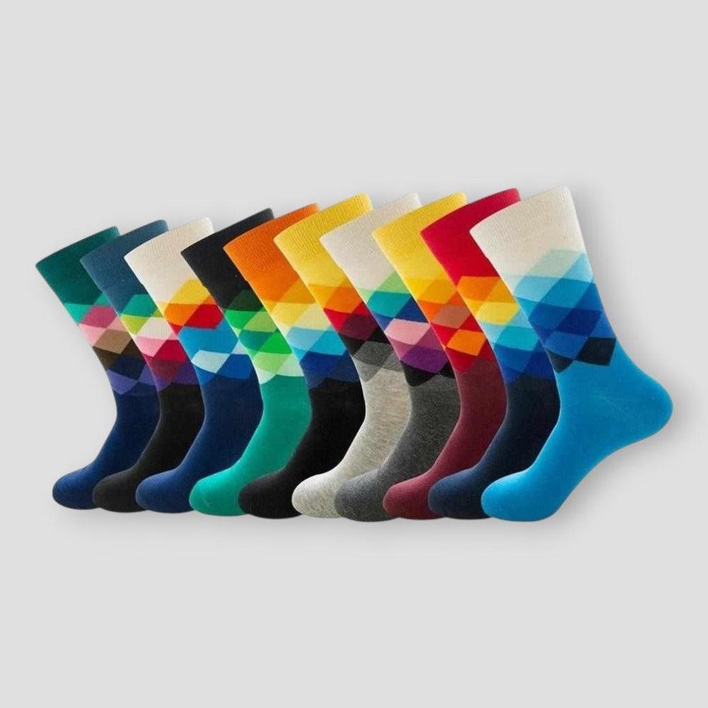 Sky Madrid Colorful Diamond Crew Socks