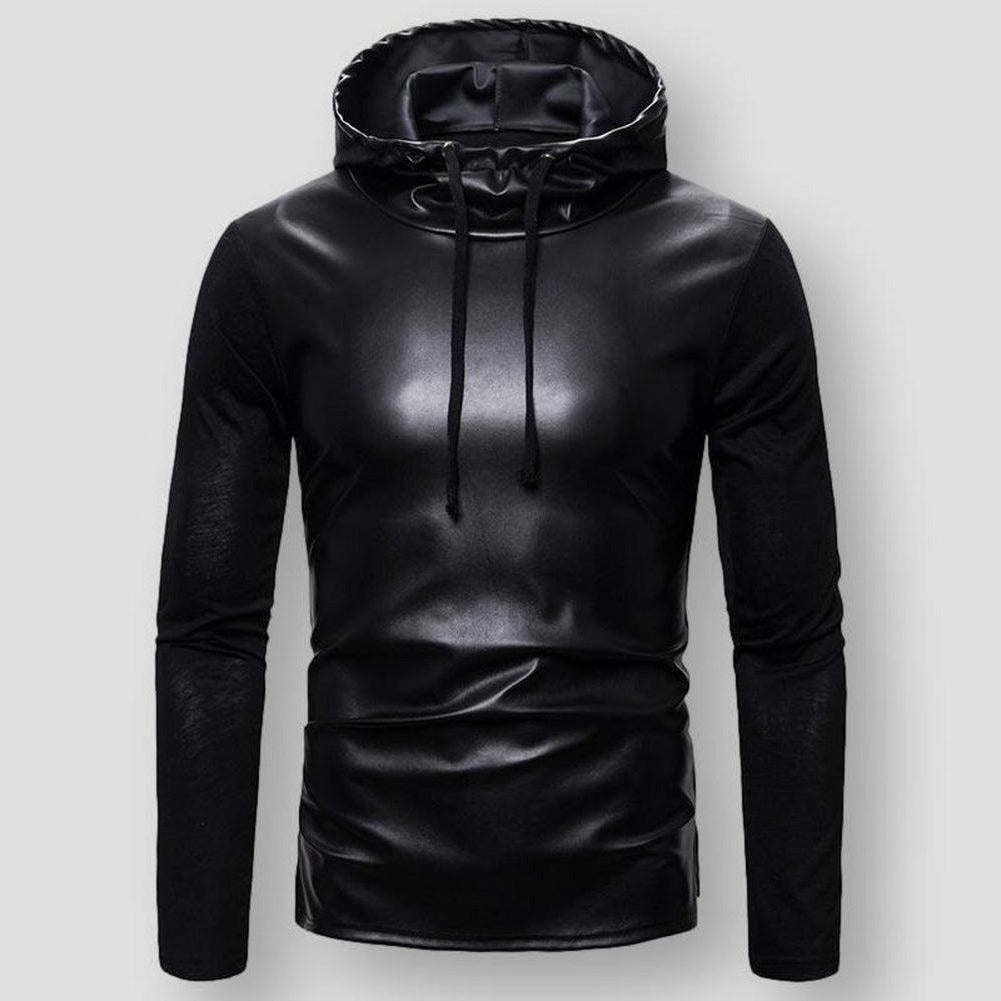 North Royal Leather Hooded Sweatshirt