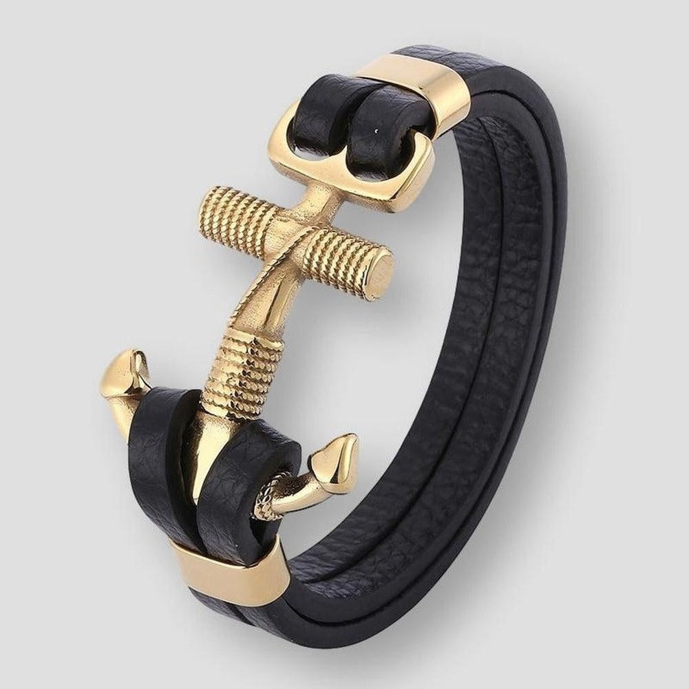 Sky Madrid Leather Anchor Bracelet