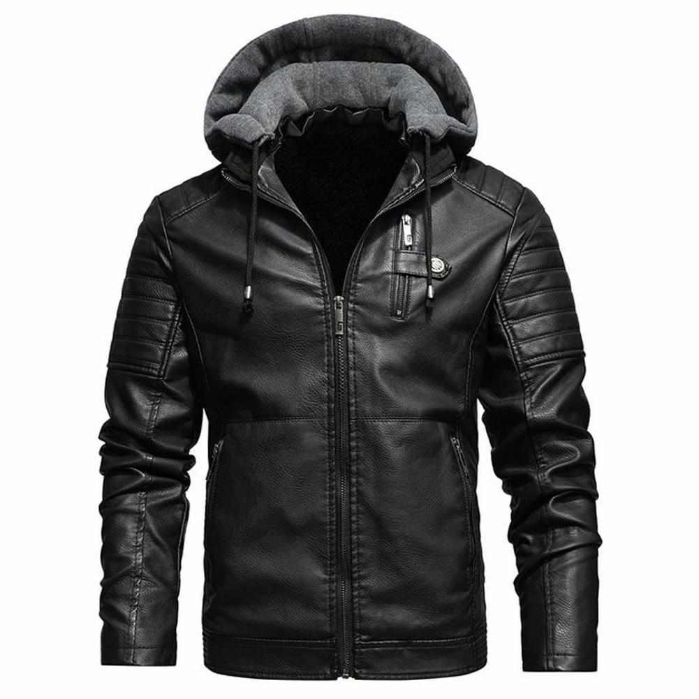 North Royal Leather Fleece Hooded Jacket