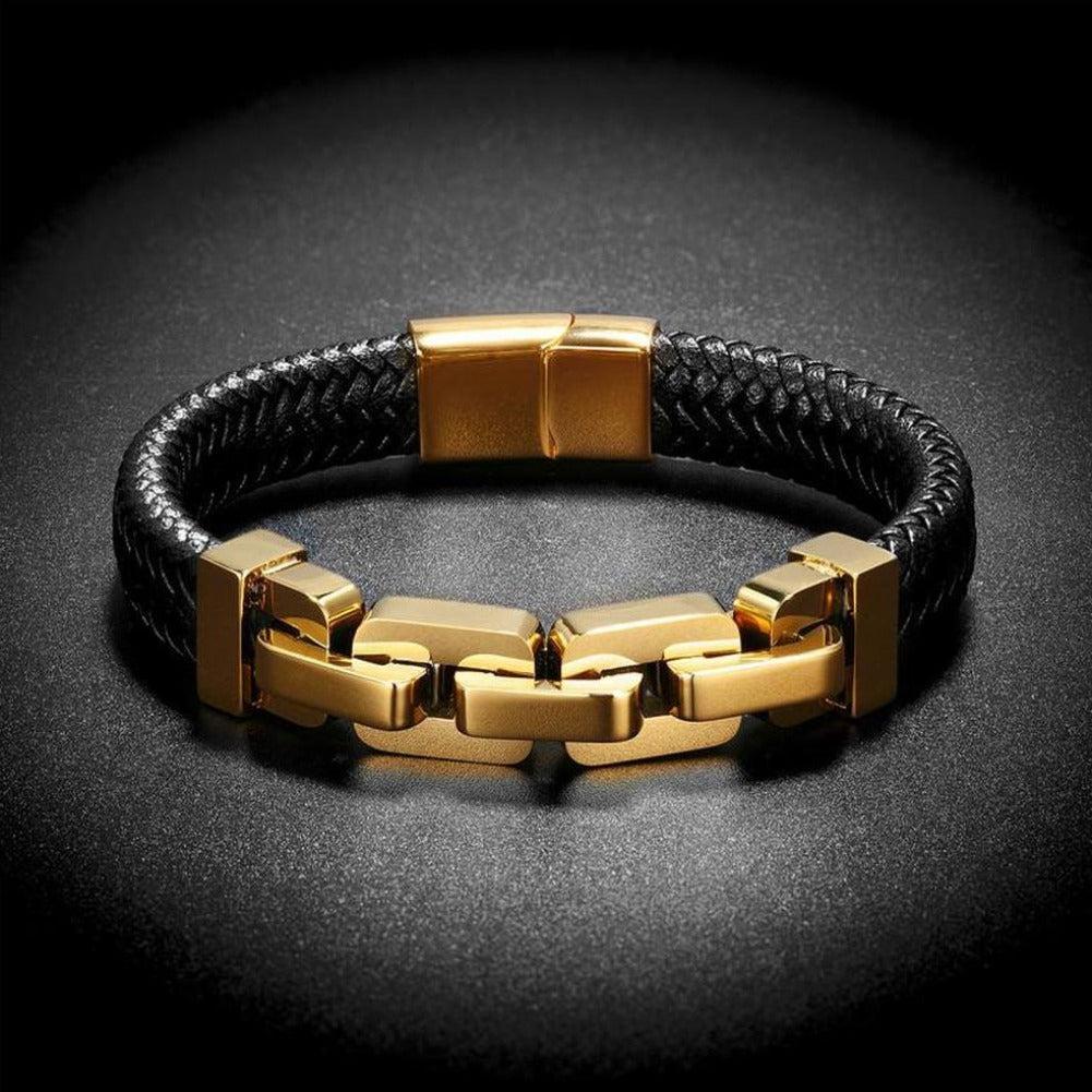North Royal Leather Stainless Steel Charm Bracelet