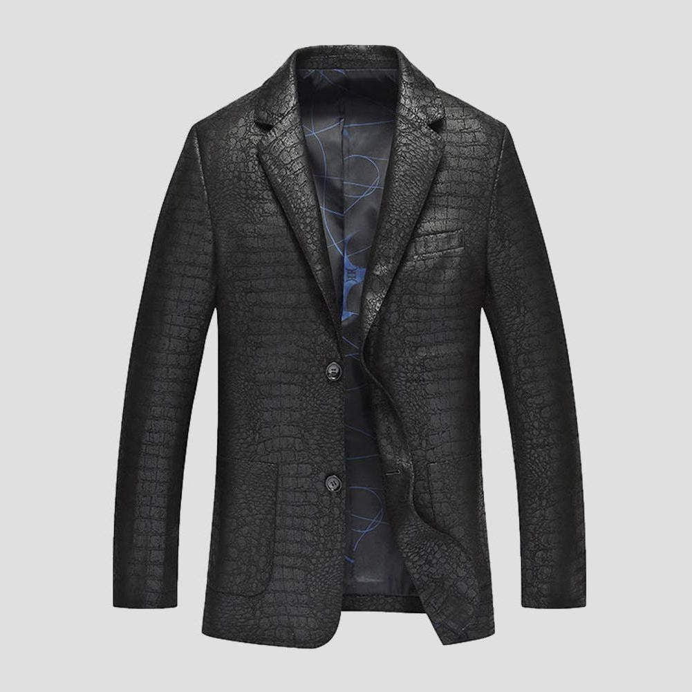 Sky Madrid Astana Crocodile Pattern Leather Blazer