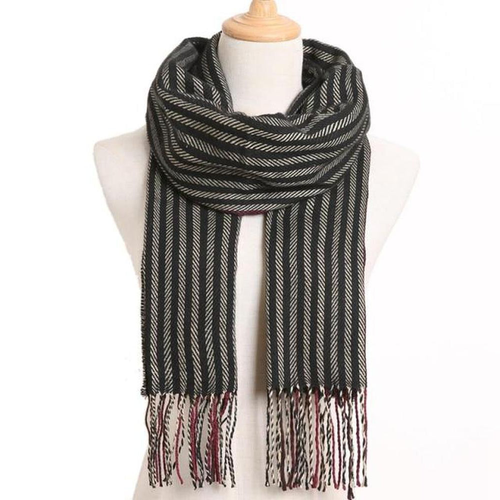 Saint Morris Striped Cashmere Scarf