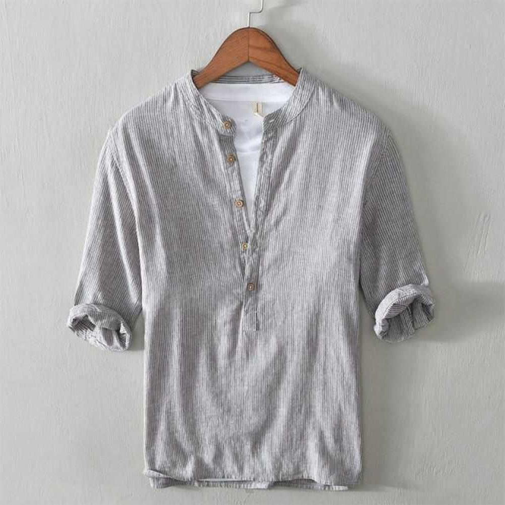 Sky Madrid 3/4 Linen Striped Shirt