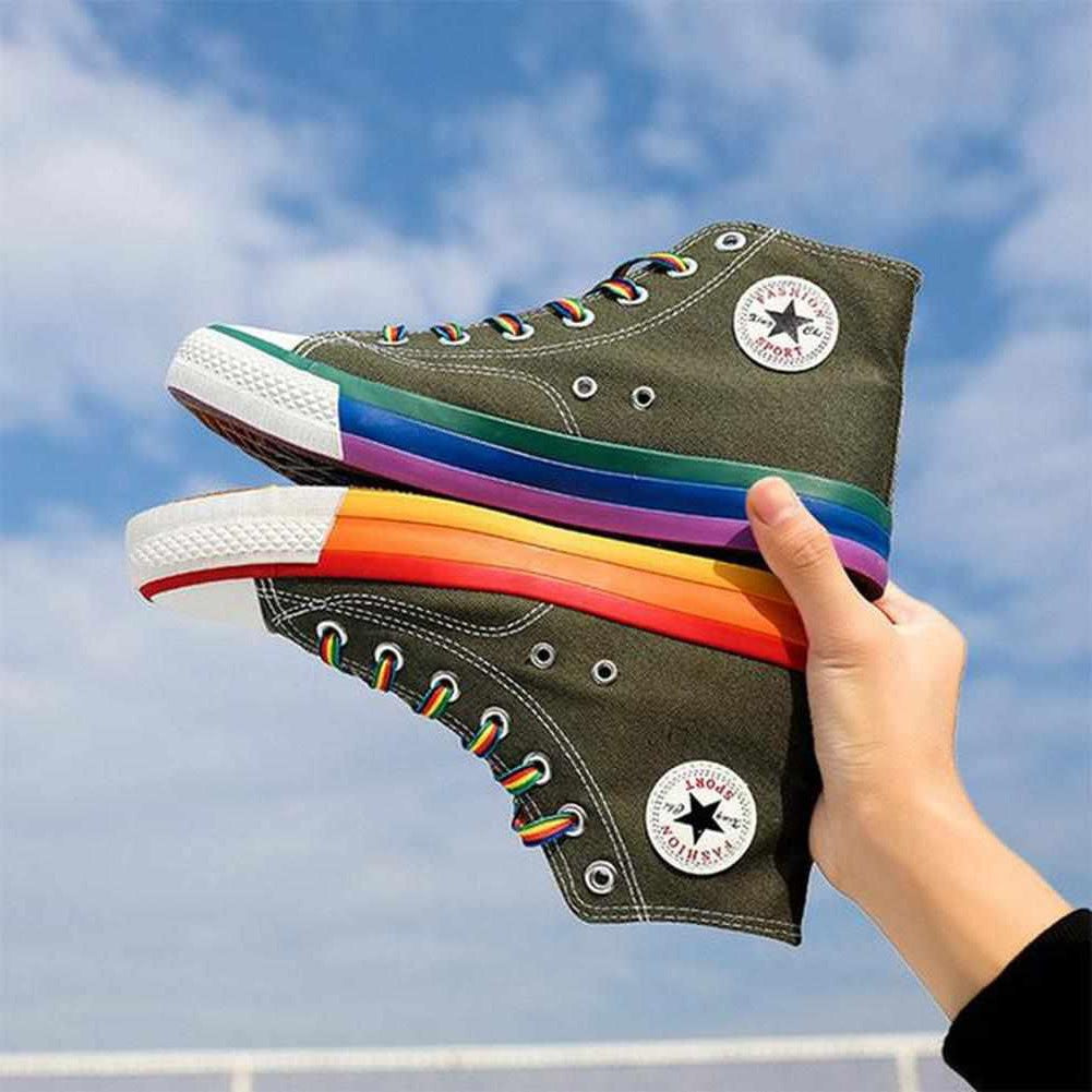 Sky Madrid Rainbow High Top Canvas Sneakers