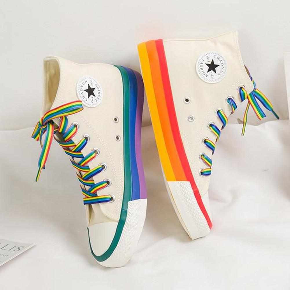 Sky Madrid Rainbow High Top Canvas Sneakers