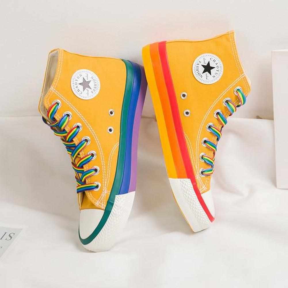 Sky Madrid Rainbow High Top Canvas Sneakers