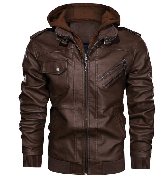 Sky Madrid Hooded Leather Jacket