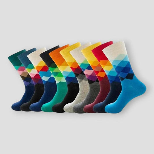 Sky Madrid Colorful Diamond Crew Socks