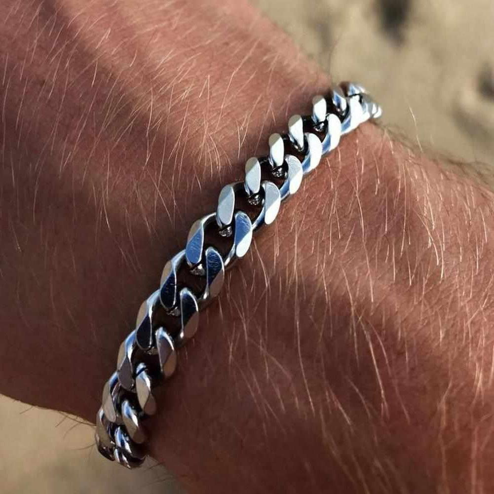 Sky Madrid Stainless Steel Cuban Chain Bracelet