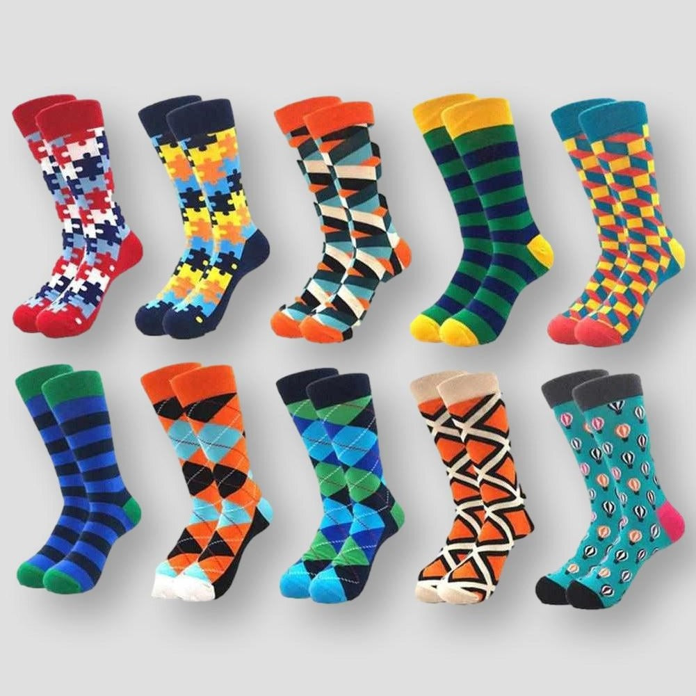 Sky Madrid Combed Colorful Socks (10 Pairs)