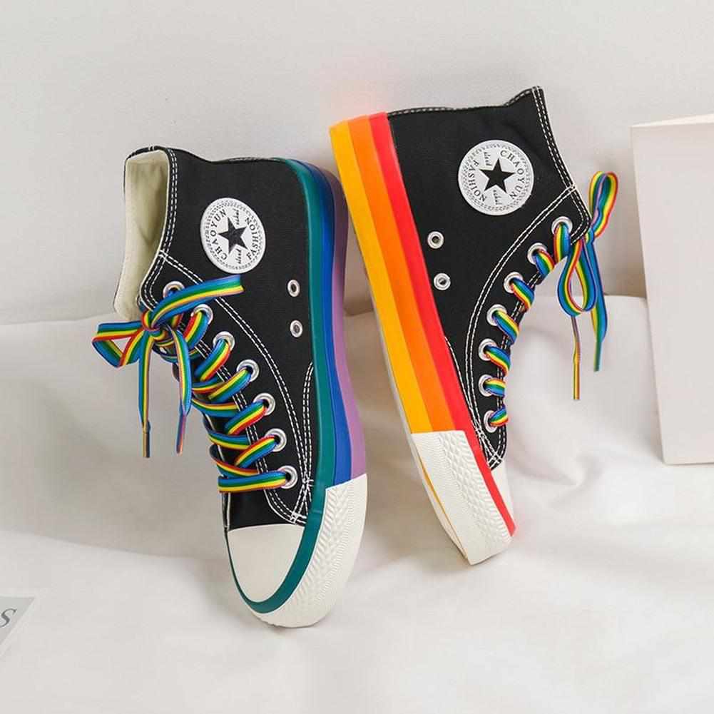 Sky Madrid Rainbow High Top Canvas Sneakers