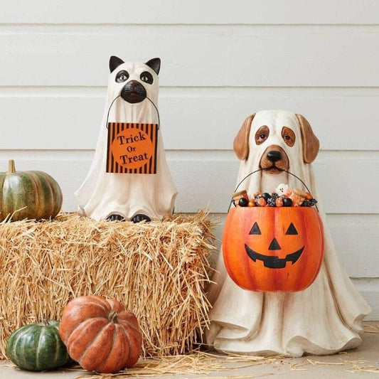 Cheng: Halloween Dog Elf Candy Bowl Ornament Pumpkin Festival Party Decoration Gift Home Storage Supplies Halloween Decors Accessories