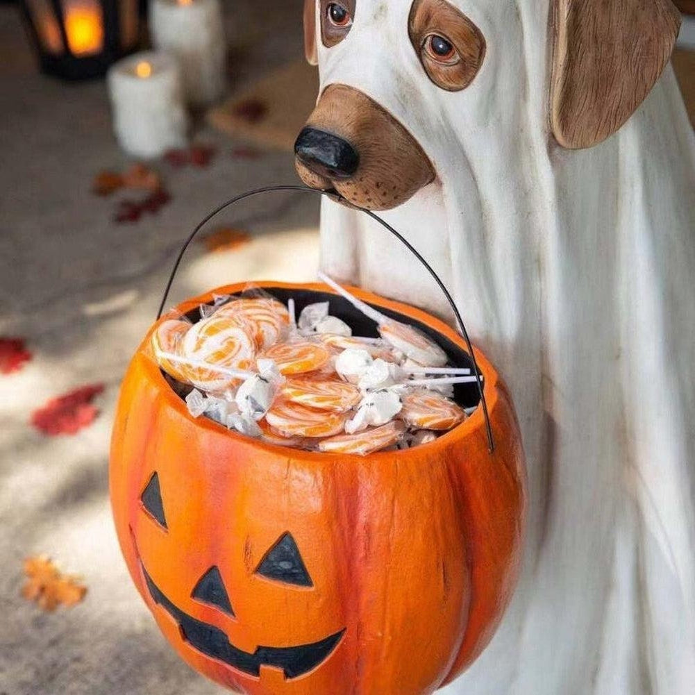 Cheng: Halloween Dog Elf Candy Bowl Ornament Pumpkin Festival Party Decoration Gift Home Storage Supplies Halloween Decors Accessories