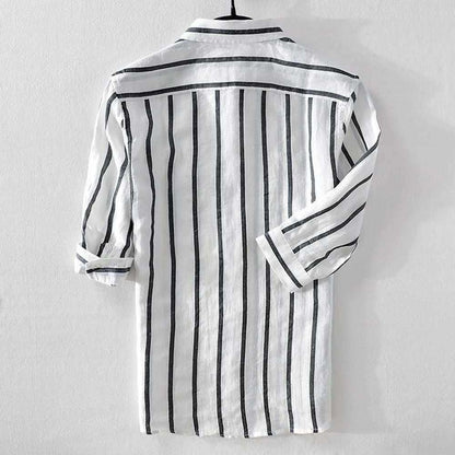 Sky Madrid Linen Striped 3/4 Sleeve Shirt