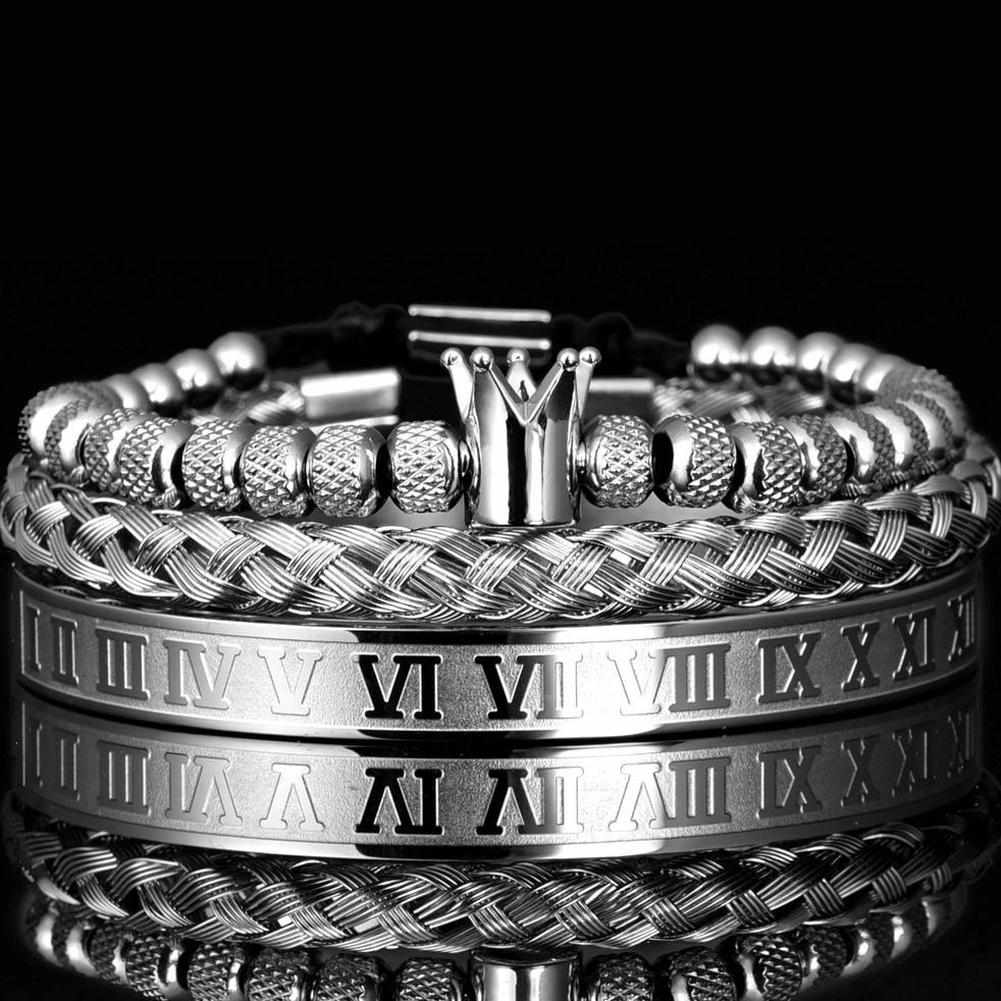 Luxury Roman Royal Crown Charm Bracelet Men Stainless Steel Geometry Pulseiras Men Open Adjustable Bracelets Couple 252198d9 e70c 419e bcb0 85652f20aa58