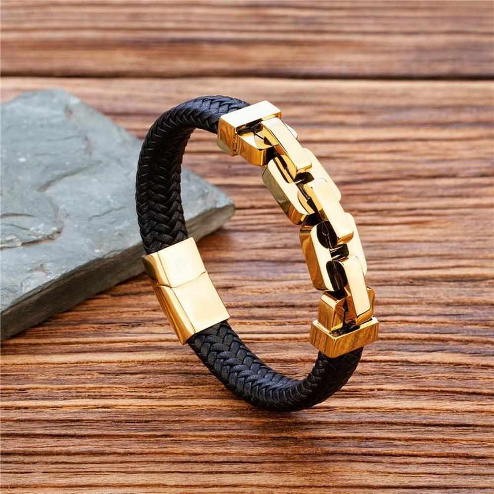 North Royal Leather Stainless Steel Charm Bracelet