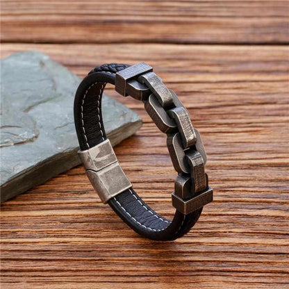 North Royal Leather Stainless Steel Charm Bracelet