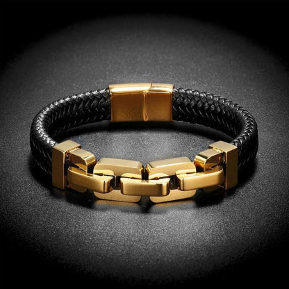 North Royal Leather Stainless Steel Charm Bracelet