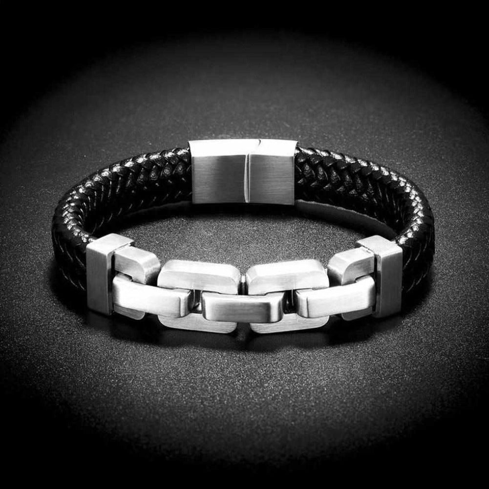North Royal Leather Stainless Steel Charm Bracelet