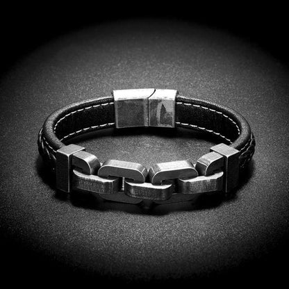 North Royal Leather Stainless Steel Charm Bracelet