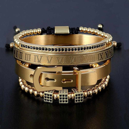 Stainless Steel Beaded Bracelet Set