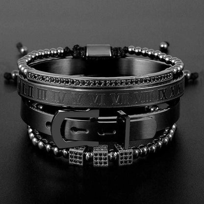 Stainless Steel Beaded Bracelet Set
