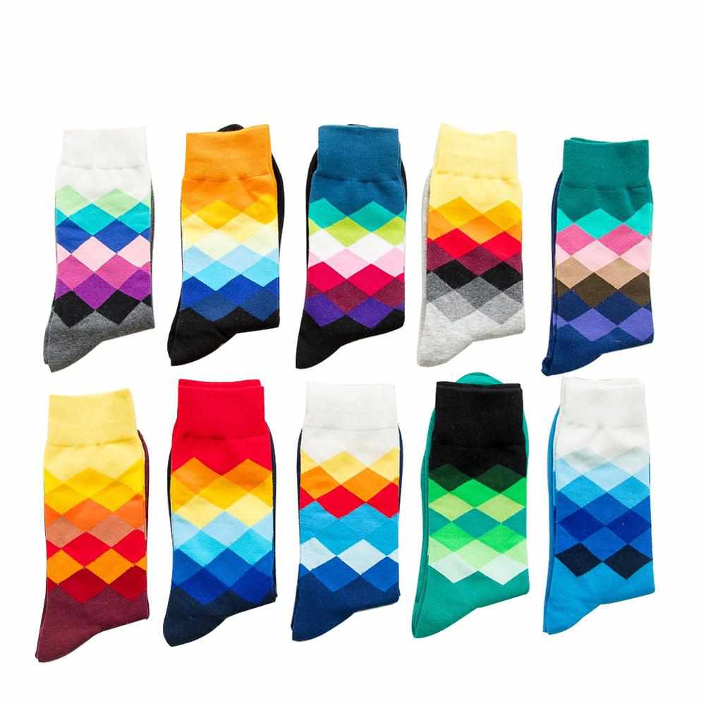 Sky Madrid Colorful Diamond Crew Socks