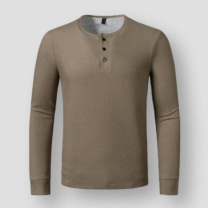 Sky Madrid Long Sleeve Henley Shirt