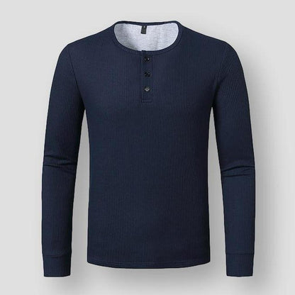 Sky Madrid Long Sleeve Henley Shirt